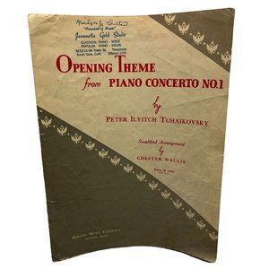 Tchaikovsky Opening Theme from Piano Concerto No 1 Vintage Sheet Music 1941